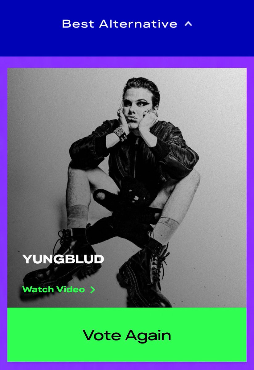 YungbludArmy's tweet photo. @yungblud is nominated for ‘Best Alternative’ at this years @MTVema’s! 🎉

You can vote as many times as you want, go spam that button, BHC!! 🖤🖤🖤 
 https://t.co/myhEMDthXY https://t.co/6fiLLfX6X3