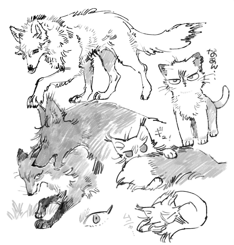 鉛筆風ペンの試し描き(獣化) 