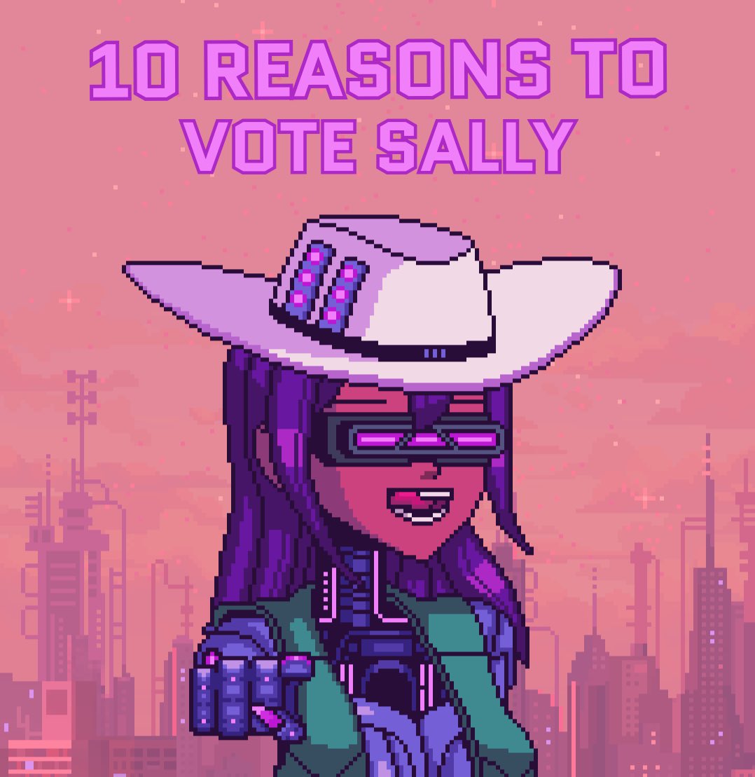 eazy_peach's tweet photo. Howdy people, I’ve compiled a list of 10 reasons on why you need Six Shooter Sally as your local sheriff in @animetas1 ! Please follow the thread below 🤠💜 #animetas #spookymeta #freehat https://t.co/Co2SFbelIE