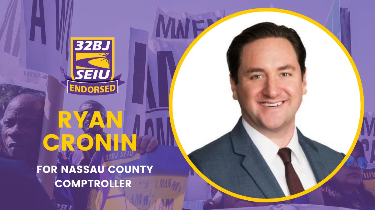32BJSEIU's tweet photo. 32BJ members have endorsed @CroninforNassau for Nassau County Comptroller. https://t.co/KgRUg7yTFE