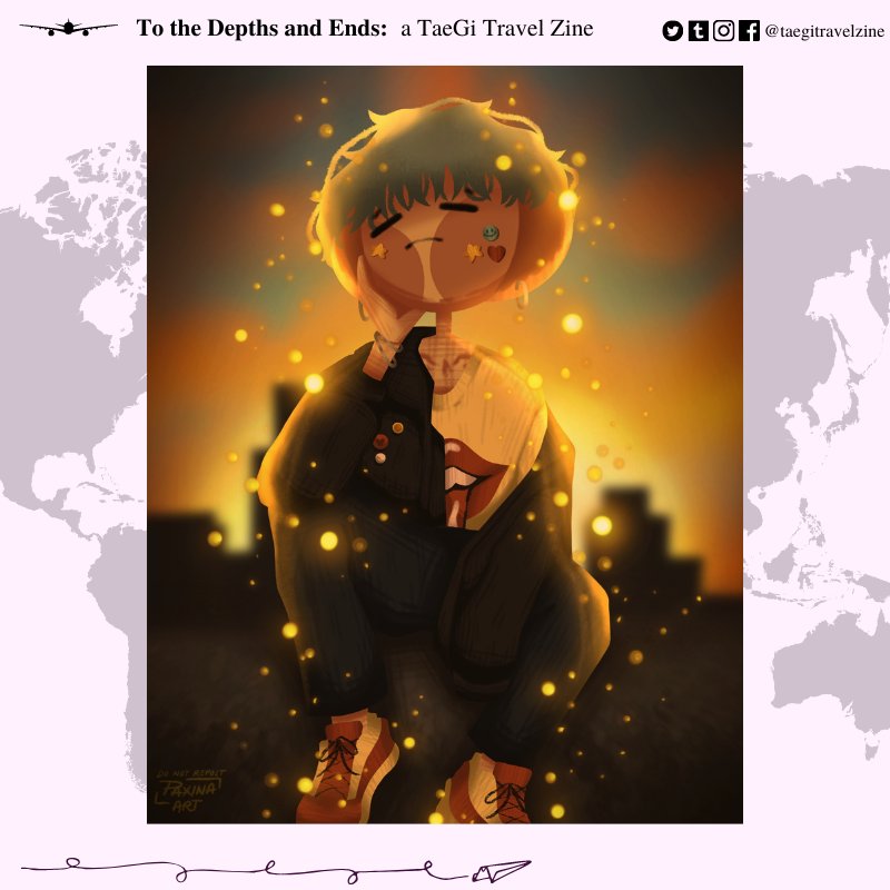 🧳MERCH ARTIST: <a href="/paxinaart/">paxina</a>🧳

Everyone, this is your captain speaking, requesting for you to direct your attention to the screen!

Introducing Paxina, the newest addition of the "To the Depths and Ends: a TaeGi Travel Zine" crew. Please give her a warm round of applause!