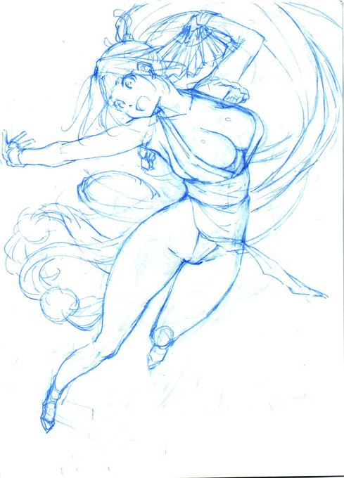 たまには落描きなど。不知火舞～。とりあえずラフ兼下書きをアップしてみますヾ(*'∀`*)ノ 