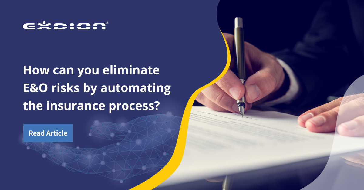 exdioninsurance's tweet photo. The pandemic has created a surge in agent/broker E&O claims. #Exdion can mitigate E&O risks by automating the insurance process through #insurtech solutions.
Read this article published on https://t.co/B2GFS7aa4M for more details.
Read Article - https://t.co/Sl5P3o19yV
#insurance https://t.co/EA3B8rmGfA