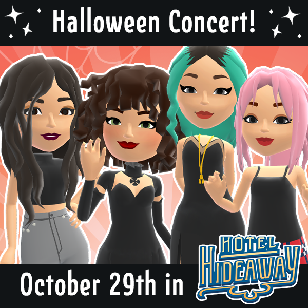 HotelHideaway's tweet photo. Hideaway community: it's Hideaween so we're putting on a REALLY special concert for you at the end of this month – @crimsonapple is coming to Hideaway!

Check your inbox for dates, times and more information!

#HotelHideaway 🎃 https://t.co/58SOOyImYN