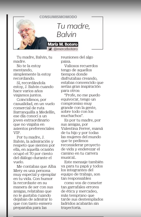 Inpsicon's tweet image. ¿El #marketing vale más que la ética?  Hoy en #Consumismomodo el protagonista es el cantante colombiano @JBALVIN. Una columna donde se hace recordatorio del compromiso con su gente, los jóvenes y su país. Lee el texto completo aquí 👇o en @adnbarranquilla