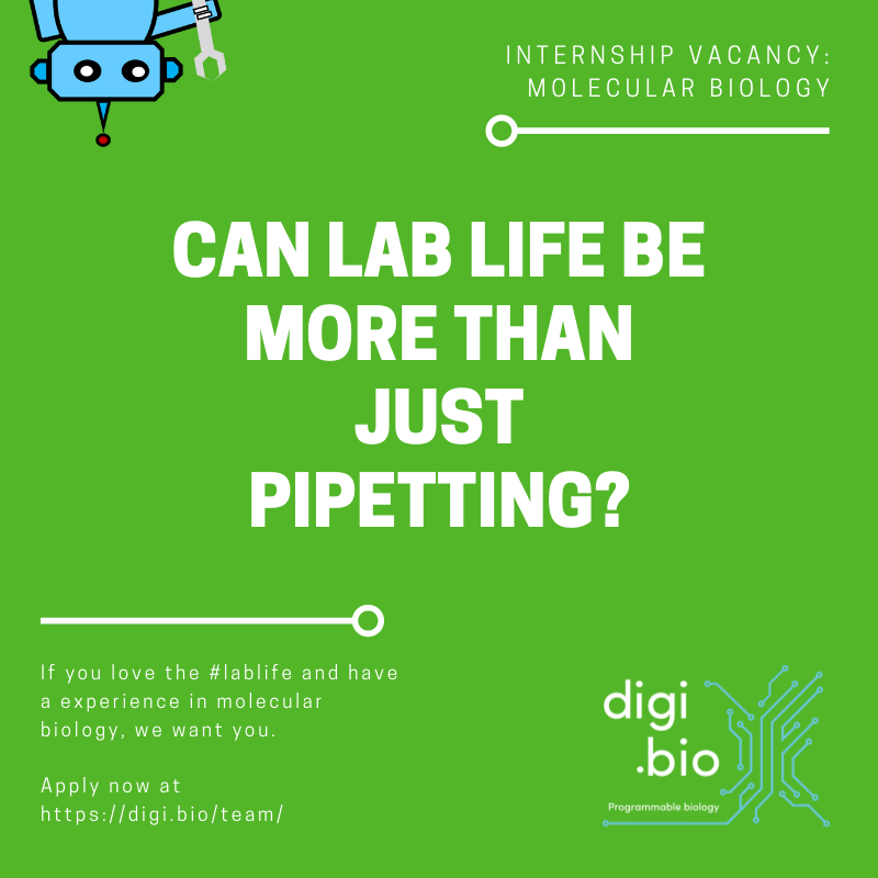 digi_bio's tweet photo. Are you looking for an Internship where you work with cutting edge digital microfluidics, and AI ? @digi_bio has opportunities for you! Reach out to us at https://t.co/TXVdoWMNPY
#digitalautomation https://t.co/5vXJ1821f9