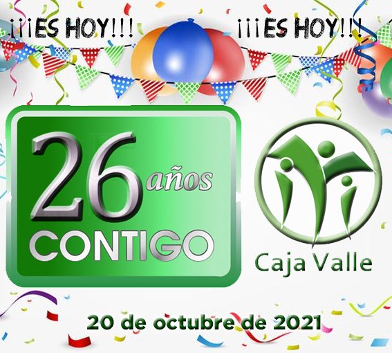 caja_valle's tweet photo. ¡¡¡ES HOY!!!
#26AñosContigo
#CajaValleOrgulloAlteño
Con la experiencia de 26 años y con mucho futuro y crecimiento por vivir.
#GraciasSocios https://t.co/oPkarlyXQy