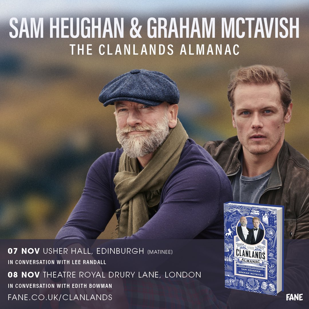 SamHeughan's tweet photo. Cannot wait for our LIVE event in Edinburgh and London! 🙌

Spectators event +750 virtual guests receive a signed copy!
https://t.co/W8jHfUOaeh

We share insight, anecdotes (possibly make Graham dance) with our brilliant hosts @edibow and @randallwrites 
@FaneProductions https://t.co/6q6fxWJvuG