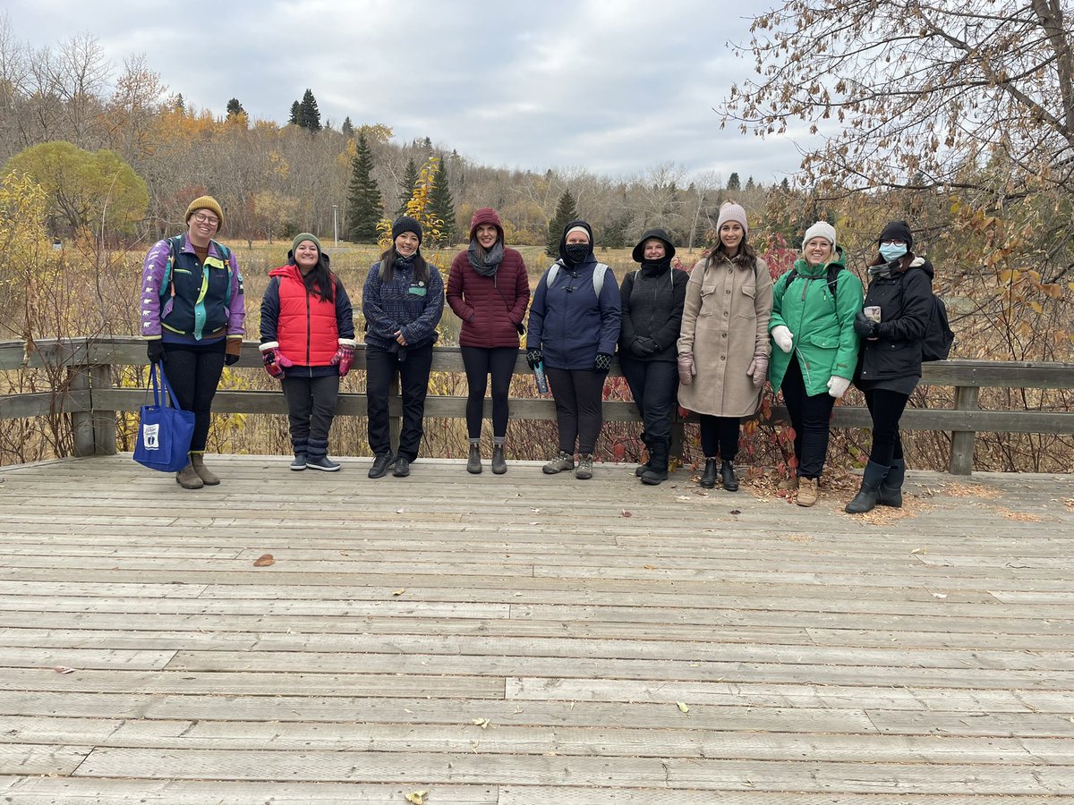 EtiennaLafferty's tweet photo. Had a wonderful time outdoors with @EvergreenCSSD Lead teachers. This year we continue to build land connections as a district. It is important to see this work in action. Edmonton Forest School is incredible. #decolonizedPD #pedagogy #teachercapacity #ECSSDhope https://t.co/84PdbsX3bv
