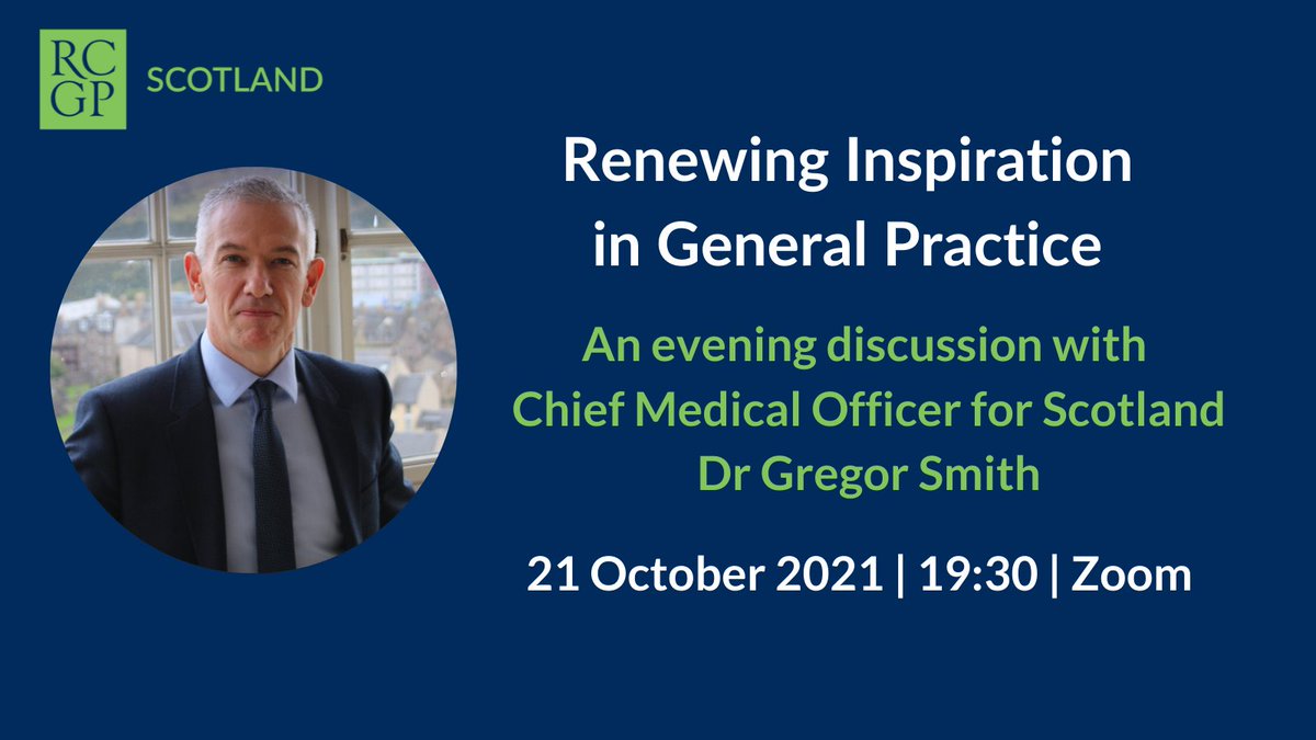 Join us alongside <a href="/RCGPSEScot/">RCGP South East Scotland</a> as we take Gregor through a ‘Desert Island Disks’ inspired discussion about his career to date and what continues to inspire and motivate him. 

Join us this Thursday to hear from the CMO. Book your place here: sforce.co/3m0mDG0