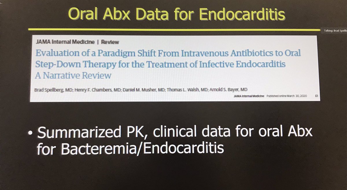 astghughes's tweet photo. Scuppered by CoVID but recent evidence for oral #abx for IE:#amsinsight @BradSpellberg https://t.co/SpBs6S4QDE https://t.co/twFWkvWvzQ