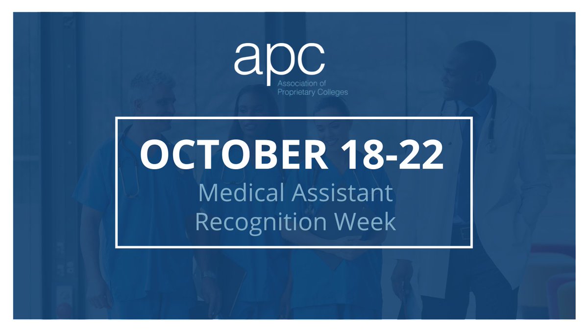 APCColleges's tweet image. It&apos;s #MedicalAssistantRecognitionweek! Six of our member colleges offer medical assisting programs. 

MAs are essential in providing care to patients and their families and we give a huge thank you to all active and training MA&apos;s for their devotion and hard work on a daily basis!