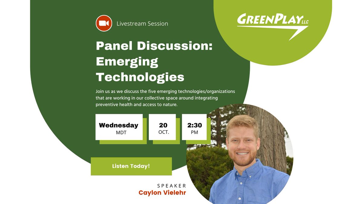 We’re proud to have Caylon Vielehr participating in the SHIFT conference on behalf of GreenPlay &amp; to be a gold level sponsor of the 2021 Summit hosted by GP RED. 

Tune in as we discuss the five emerging technologies that are working in our collective space at 2:30 PM (MDT).
