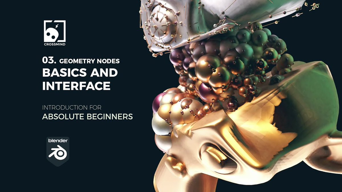 Introduction to Geometry Nodes. Read the article about the new video series by <a href="/CrossmindStudio/">Ram Singh</a>: 3dblendered.com/learning-blend…
Basics of #geometrynodes? No spreadsheets, no attributes. Just plain simple nodes. For absolute #beginners.

#b3d #blender #crossmindstudio