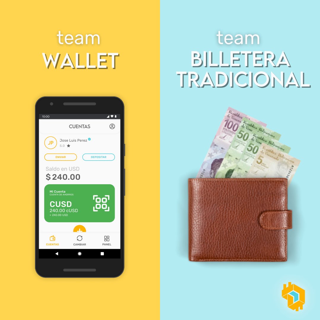 Y tú? ¿Eres #TeamWallet o #TeamBilleteraTradicional?🤔 Con un wallet tienes  tu dinero disponible en todo momento📲 ¡Crea el tuyo gratis en #ElDorado! # crypto #btc #bitcoin