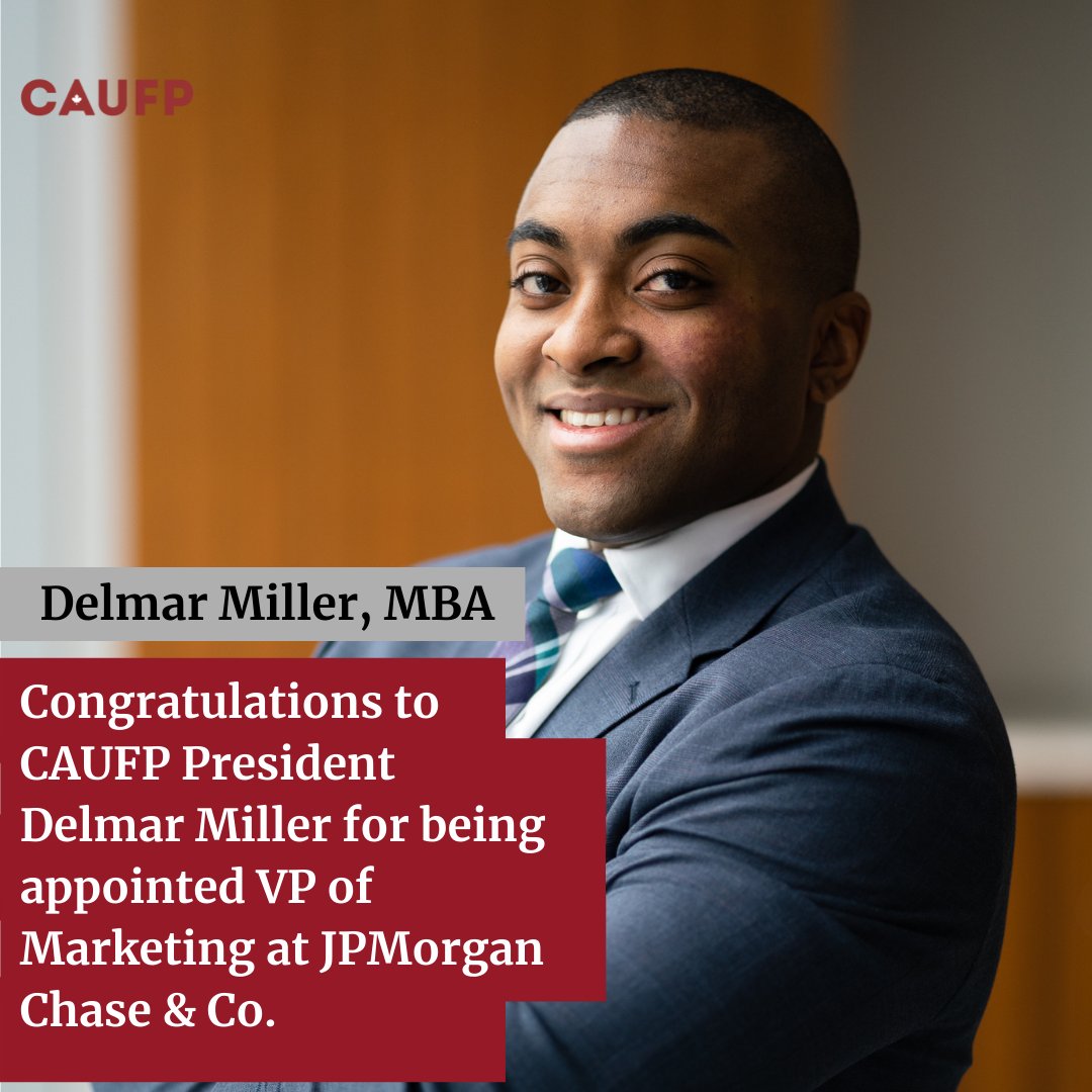 caufp's tweet photo. Join us in congratulating CAUFP President @DelmarMiller for being appointed VP of Marketing at @JPMorgan Chase & Co. Wishing you all the best in this next endeavour!
#blackexcellence #leadership #caufp #jpmorganchase https://t.co/RdrrSmVRBC