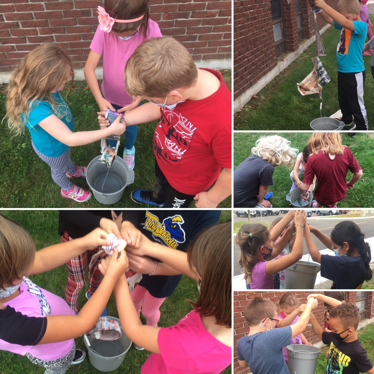 A Grade 2/3 STEM challenge at Mildmay-Carrick PS involved newspapers to make a paper chain strong enough to lift a bucket of water. After some great attempts, students made adjustments to their findings (i.e., shorter, thicker, twisted = stronger). Kudos to our young engineers!