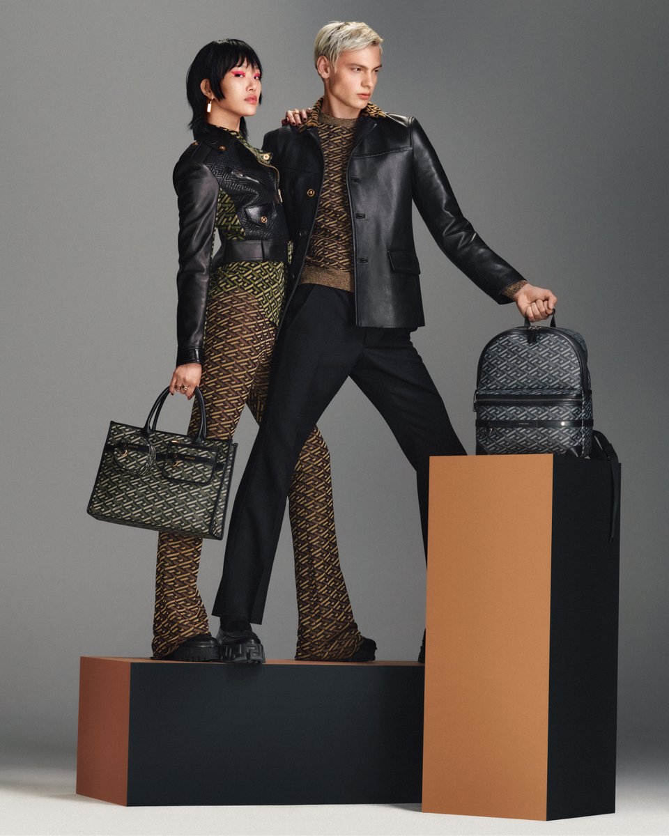 Versace's tweet photo. Power stance - let #VersaceLaGreca add attitude to your look. 

For him: https://t.co/YEmbPCk2PK

For her: https://t.co/xYDdc0VLjK

#VersaceFW21 https://t.co/mEVEmBD4hx