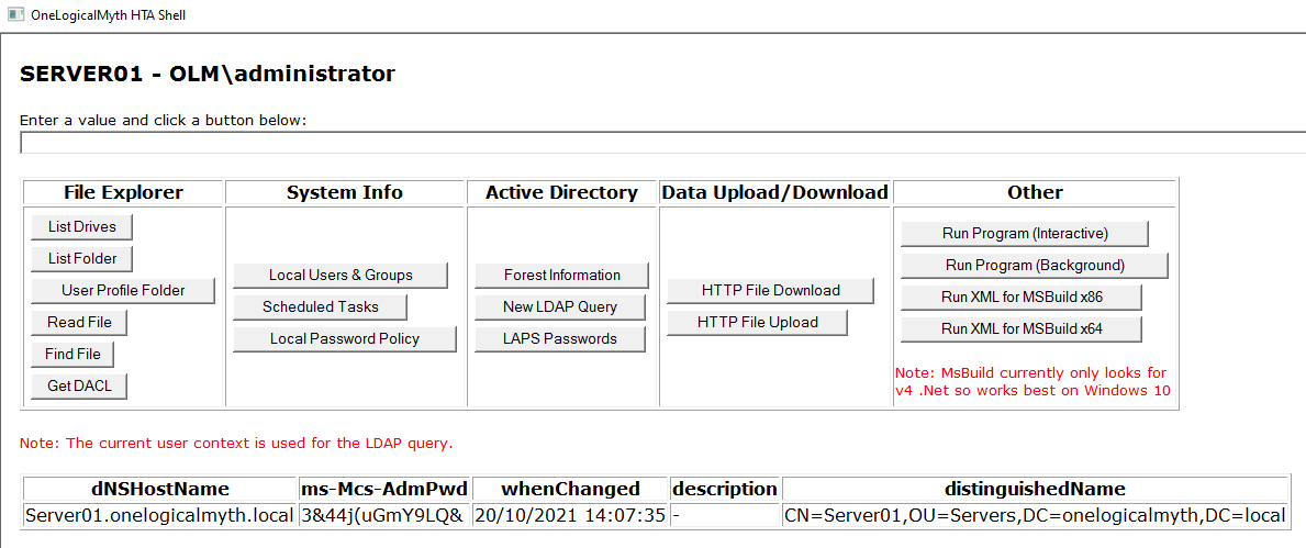 OneLogicalMyth's tweet image. Don't forget badly configured permissions can sometimes allow read access to LAPS passwords. Updated my HTA shell to enumerate this for you.

github.com/nccgroup/OneLo…