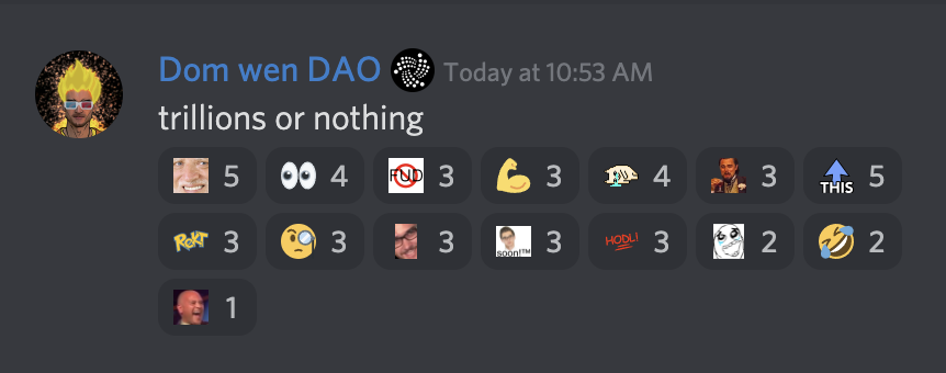 #IOTA:  It's no longer "trillion or nothing" ... It's trillion*s* or nothing. 😎