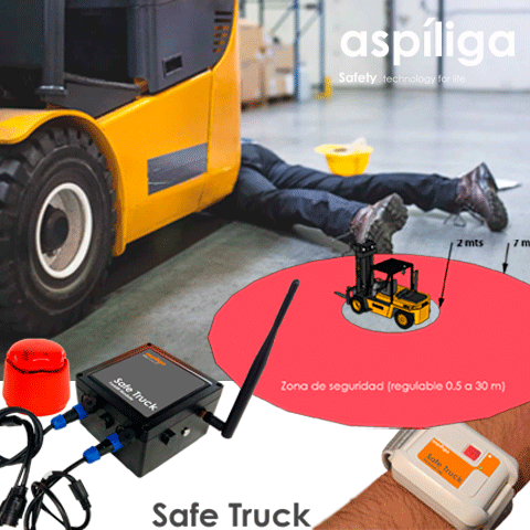 aspiliga's tweet photo. SAFE TRUCK: sistema tecnológico de seguridad para peatones y montacargas/grúas horquilla,  otawas, reach starcker y otros vehículos pesados. Puedes configurar tus distancias de seguridad (0,5 a 30 m), fácil de instalar y de coste reducido. Más información https://t.co/43sNa7srgH https://t.co/otVnbMrsgd