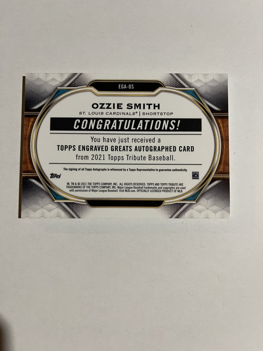 LEBCards's tweet photo. 2021 Topps Tribute Ozzie Smith /25 $100 shipped @Hobby_Connect @HobbyConnector https://t.co/S6xm3XlV7a