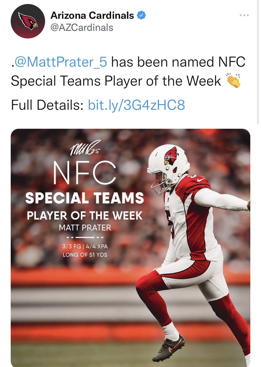 UCFALUMNI's tweet photo. Matt Wright ’18       Matt Prater ’05

                            🤝
- @NFL Special Teams Players of the Week
- Being named Matt https://t.co/7I4WyMpkOY