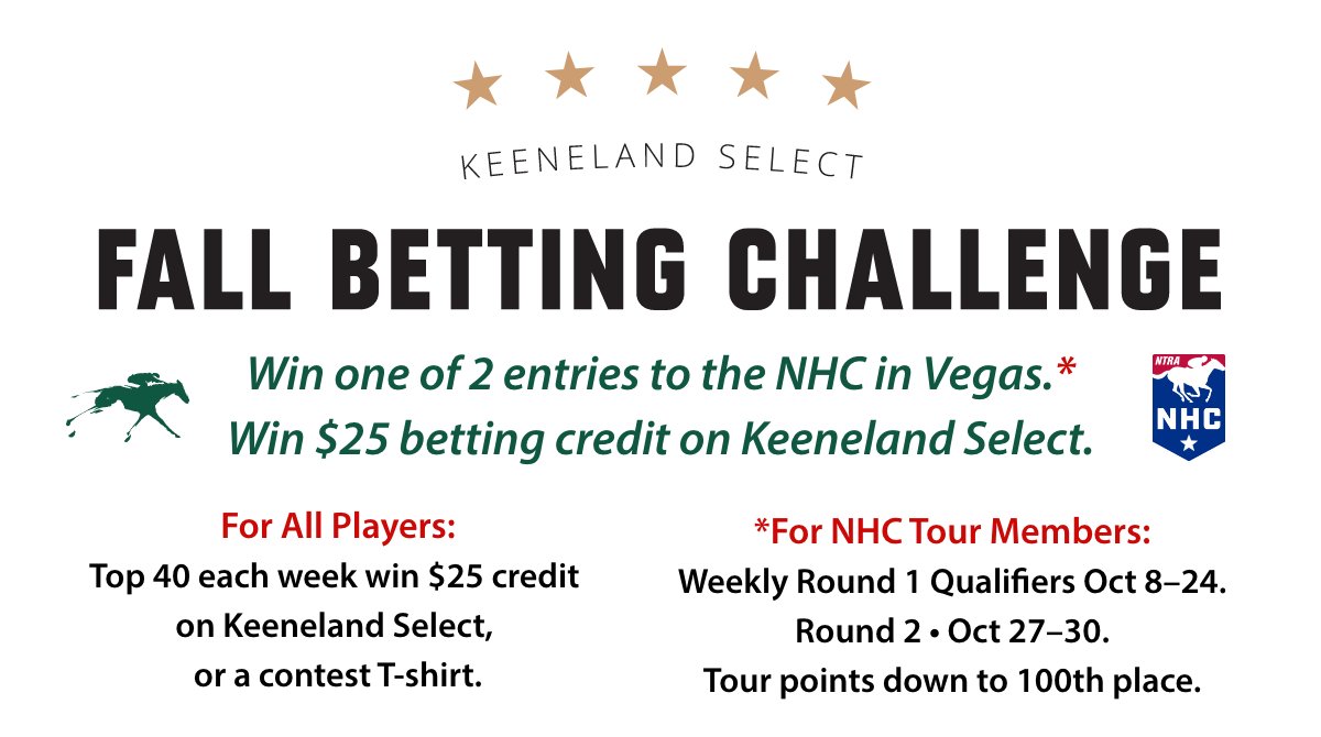 SportofKings20's tweet photo. WEEK 3 of the Keeneland Select Fall Betting Challenge starts TODAY! It's a new Round 1 and everyone starts from 0.  

Free contest, free PPs, real prizes. 

ENTER NOW: https://t.co/H32dRJPKRq

@keenelandracing @NTRA https://t.co/uGzd62z6e8
