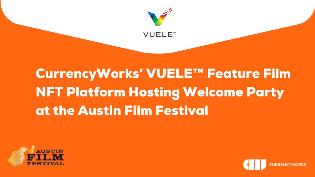 .<a href="/vueledigital/">VUELE</a>  (vuele.io), @CURRENCYWRKS  #NFT platform for feature films, will host the welcome party at the <a href="/austinfilmfest/">Austin Film Festival</a>. The festival runs from October 21-28, 2021. bit.ly/3G2Db81