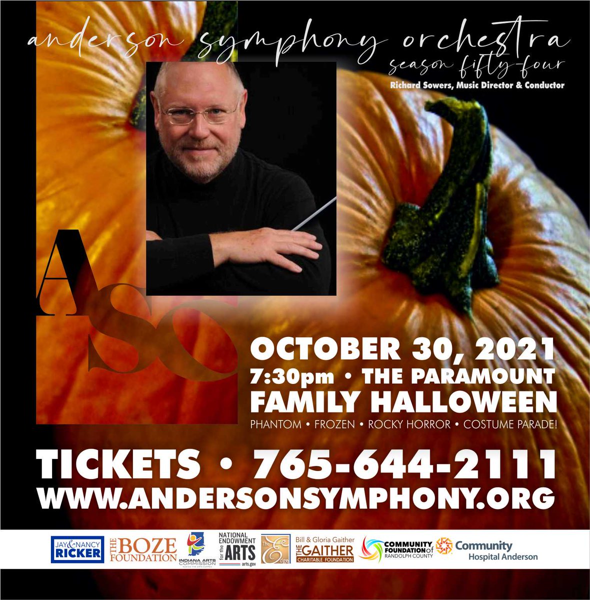 Hey friends! Don't forget our fun Family Halloween Concert is coming right up! Be sure you're readying that costume. Be prepared for extra surprises and silliness this year. Buy your tickets right now at andersonsymphony.org. DON'T miss this one!!!