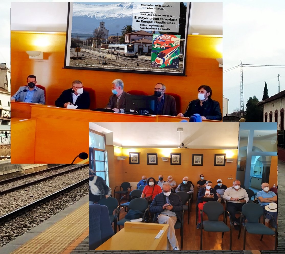 Buena participación en #Guadix en el acto del profesor Gómez Ordóñez en defensa de un tren público, social y sostenible para Nadalucia Oriental y para las comarcas de #Guadix y #Baza
