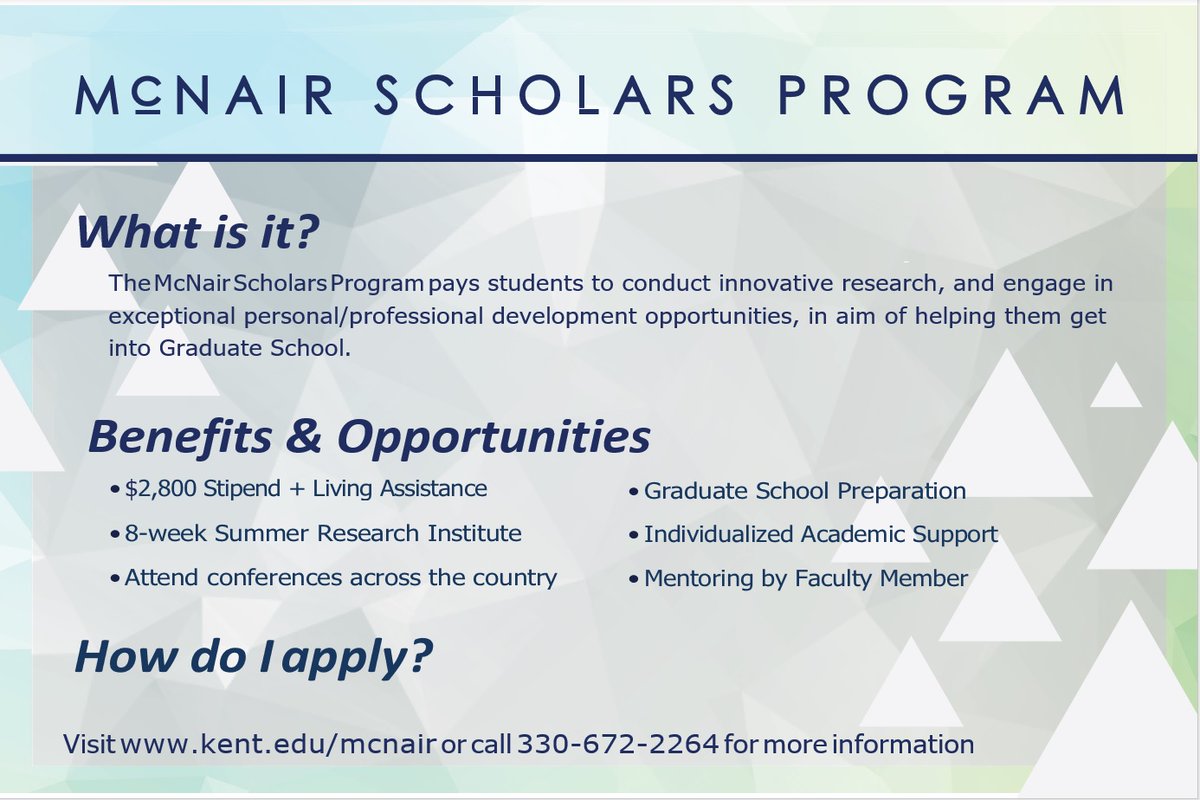 We are currently recruiting scholars for the 2022-2023 school year! If you know anyone who may be interested please spread the word #KENTSTATE #TRIO #TRIOWORKS #MCNAIR