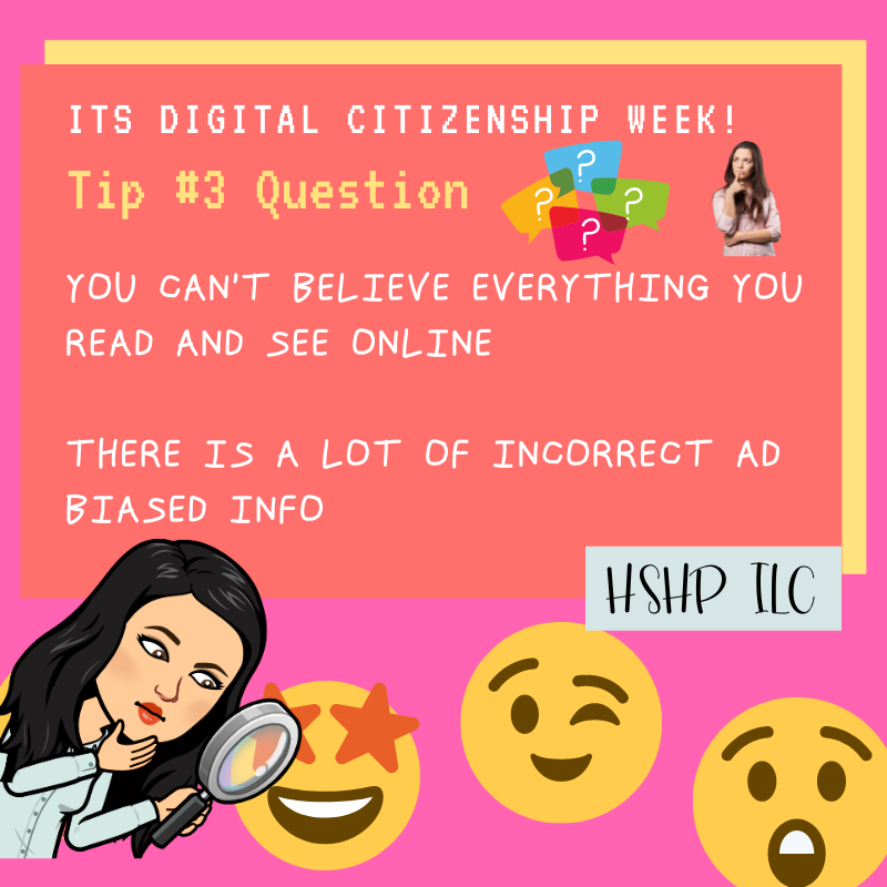 hshpilc's tweet photo. It's Digital Citizenship Week and we're ready to spread awareness! We want our Phoenix to make good decisions while on the Internet, and here is one tip we all could use! #digitalcitizenshipweek #hshpilc #HCISDedTech #DigitalCitizenshipWeek https://t.co/eudFFxwaKd