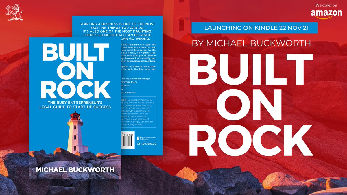 We're thrilled to announce, Founder, Michael Buckworth is launching BUILT ON ROCK on 22 Nov! This book simplifies the complicated aspects of start-up law, providing key legal considerations when setting up a business.

Find out more: buckworths.com/built-on-rock-…

#BuiltOnRock #startup