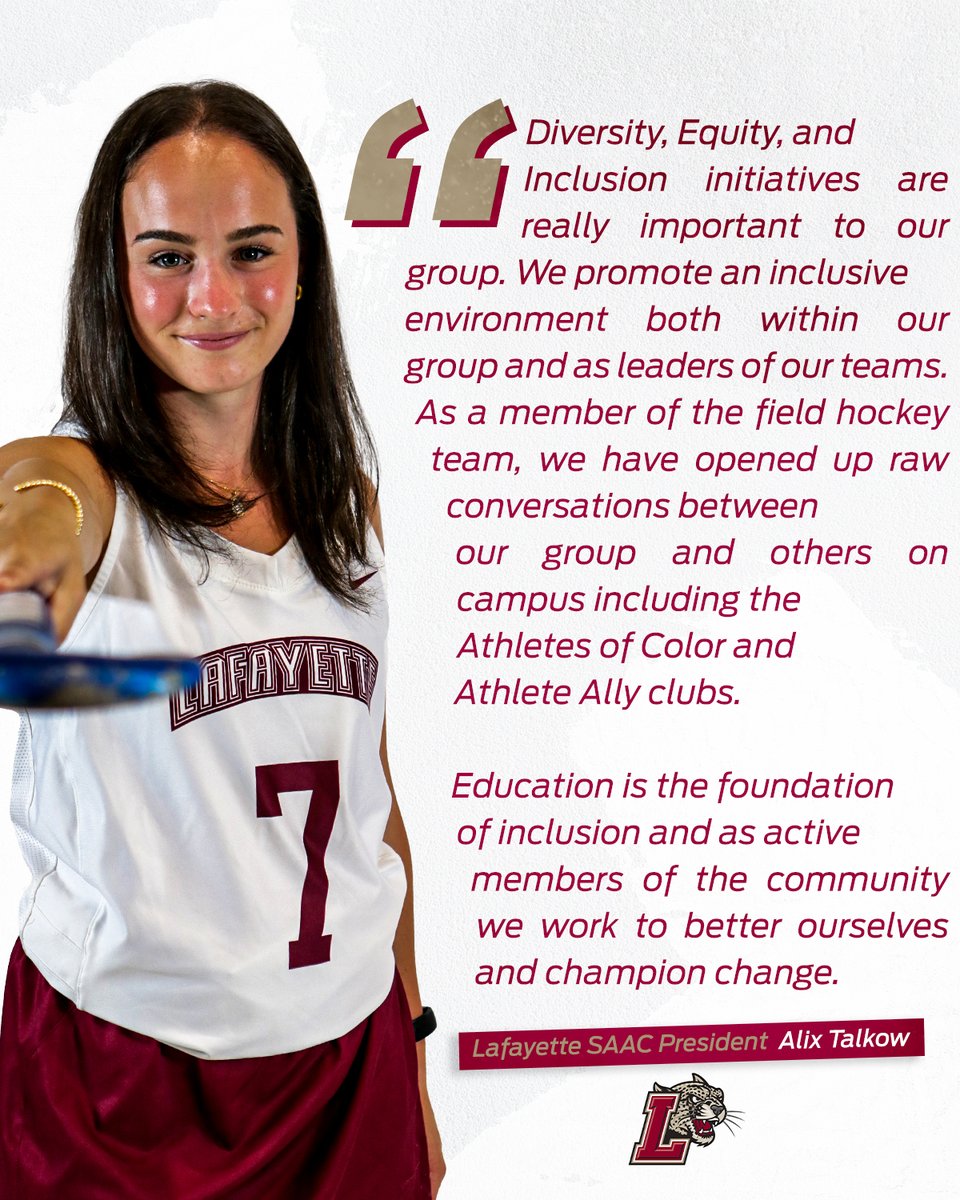 GoLeopards's tweet photo. Change Starts on Our Hill.

Lafayette SAAC President Alix Talkow and the rest of campus are Championing Change on College Hill. 

🔗 https://t.co/or0HgscOWN

#NCAAInclusion https://t.co/wKOKXNeRr7