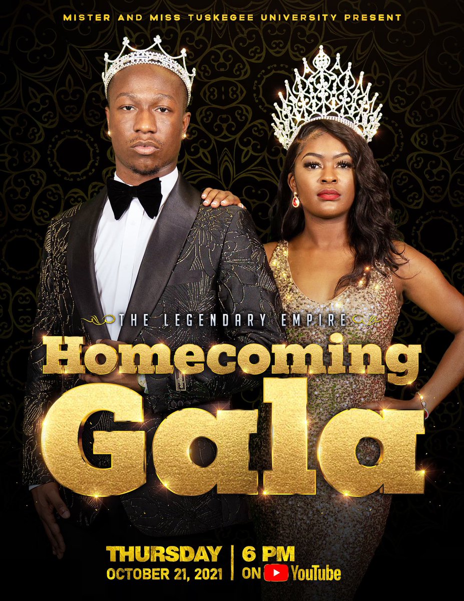 You are cordially invited to attend the virtual Royal Gala of the Mister and Miss Tuskegee University on Thursday, Oct. 21 at 6 p.m. This event will also be live-streamed via the Tuskegee University Homecoming Platform and the University’s YouTube page.❤️💛 🐅