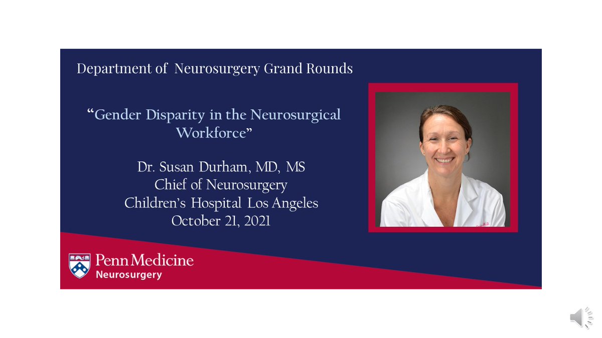 We're excited to welcome Dr. Susan Durham, Chief of #Neurosurgery at @ChildrensLA for an important grand rounds discussion on #Gender Disparity in the Neurosurgical Workforce.
@PennMedicine #CHLA #GenderDisparity #Inclusion #WomenInNeurosurgery #WomenInMedicine