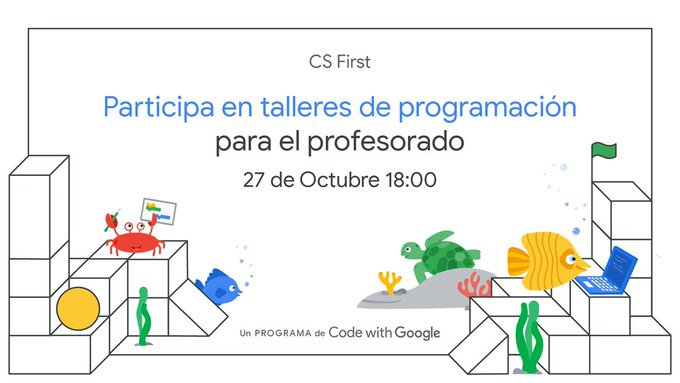 GEGSpain's tweet photo. Únete a nuestro evento #CSFirst y podrás llevarte un fantástico regalo.
No basta con inscribirse, hay que participar activamente en los talleres 🤗

@GoogleForEdu @GEGSpain #coding https://t.co/hLB5EX5lcK