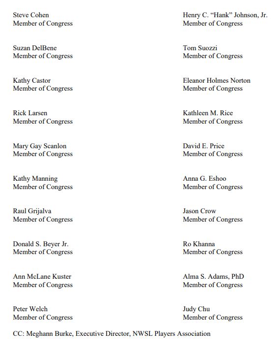 The abuse &amp; harassment that women soccer players have been subjected to is appalling. I led my colleagues in urging the <a href="/NWSL/">National Women’s Soccer League</a> &amp; <a href="/ussoccer/">U.S. Soccer</a> to conduct a robust investigation into this systemic abuse, including by former NC Courage coach, Paul Riley.

Enough is enough.