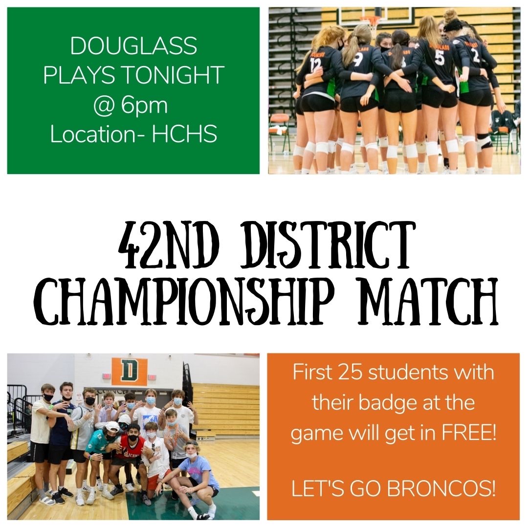 🚨🚨42nd DISTRICT CHAMPIONSHIP GAME🚨🚨

Come out and support FDHS Volleyball team tonight as they take on a strong Bryan Station team.

⏱6:00pm
Location- HCHS 

All tickets are being sold online- buff.ly/3DW4W0g

First 25 students with badge get in free!!