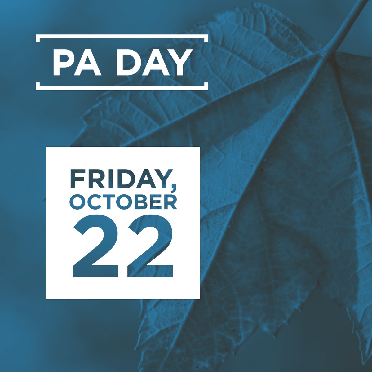 SCDSB_Schools's tweet photo. A friendly reminder this Friday, October 22 is a PA day for all secondary and elementary SCDSB students, both Learn@Home and in school.

Please refer to the approved 2021-22 School Year Calendar for more information: https://t.co/buIo3S679p https://t.co/WzCyh3JalT