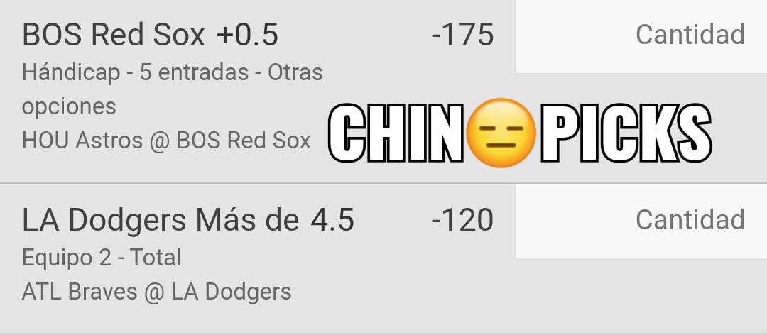 Chinopicks2's tweet photo. Vamos con estos 2 picks para darle sabroso a la MLB derechas y parlay
#FreePick #chinopicks #MLB #ALCS #NLCS #Dodgers #RedSox
♥️🔄📝
#asumar https://t.co/voxFCQdN2p
