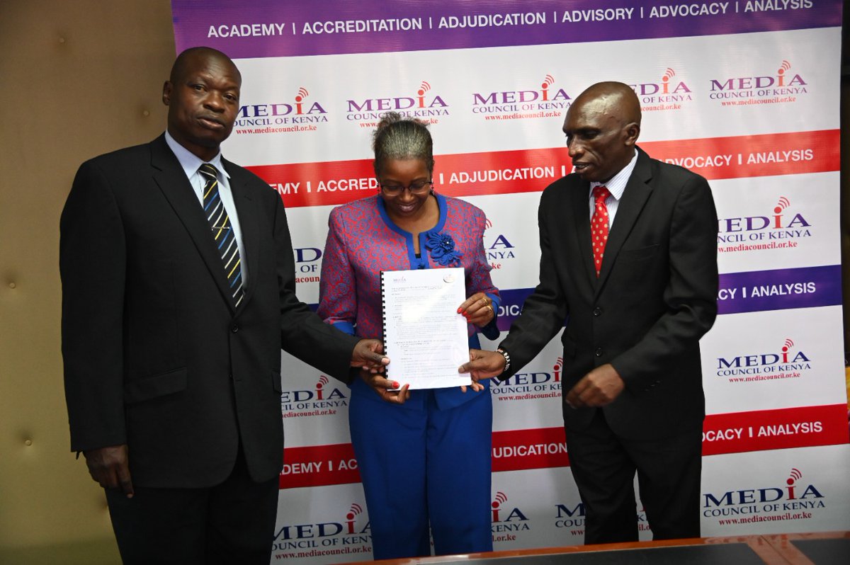 During the MOU signing, <a href="/MediaCouncilK/">Media Council of Kenya</a> was represented by the CEO Mr. David Omwoyo while APB was represented by Vice chairman <a href="/GesoraThomas/">thomas gesora</a>, Treasurer Zipporah Simani and the Assistant Secretary General <a href="/omoleasiko/">omole asiko</a>