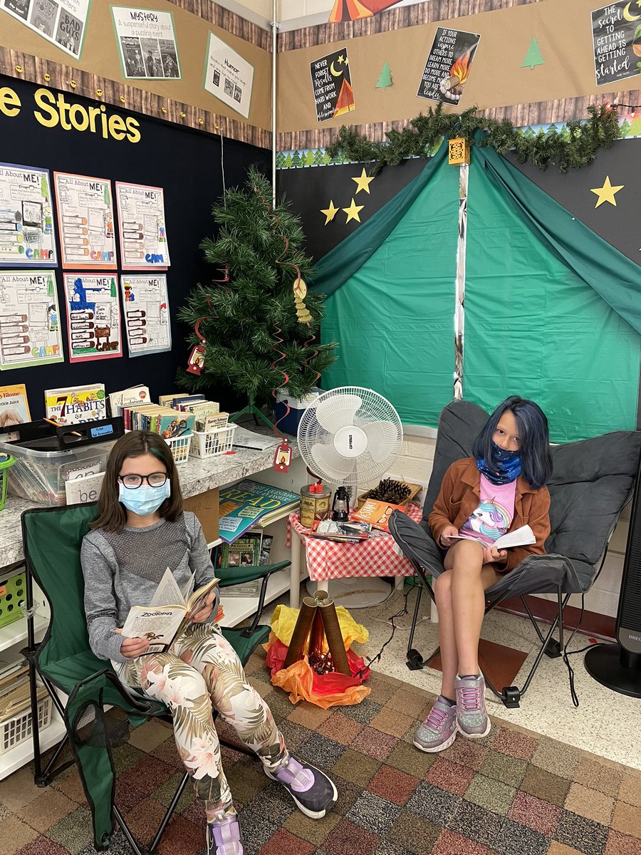Camping during independent reading today in Mrs. Sulimowicz’s room today.