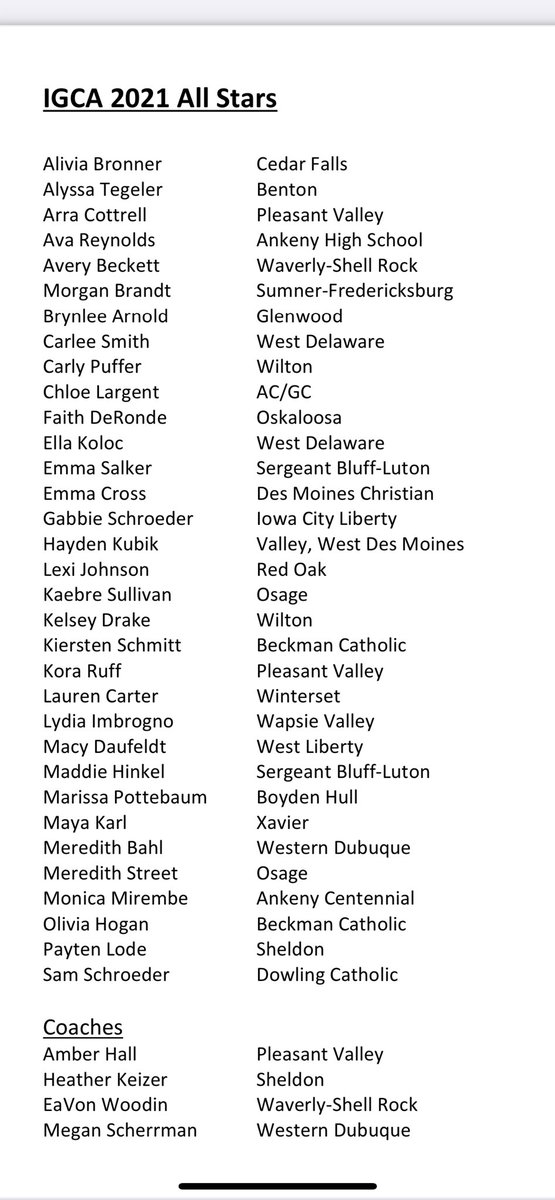 The list of 2021 All Stars has been released and one of our very own will represent Red Oak ❤️. Congratulations <a href="/lexi_johnson03/">lexi</a> on such a prestigious honor, being picked as one of only 33 seniors state wide in all classes!  We are so proud of you ❤️❤️❤️