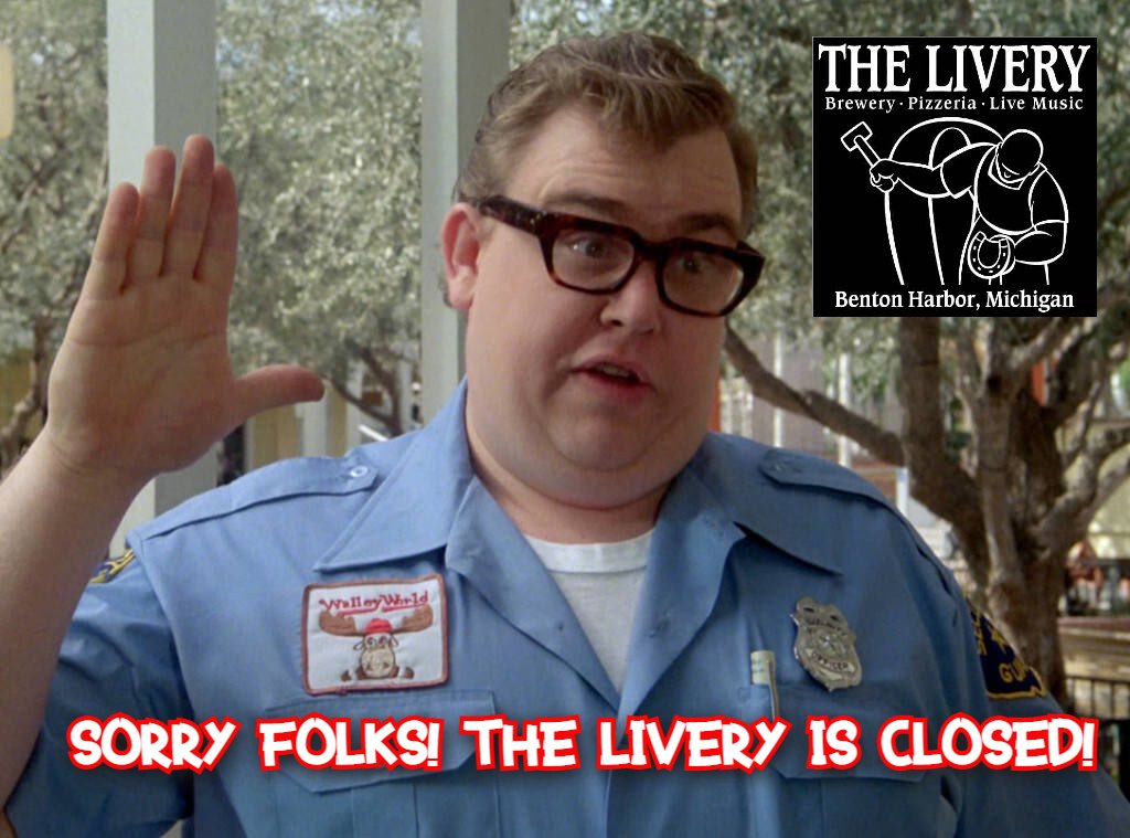 It seems there has been a watermain break here in Benton Harbor, and The Livery is currently without water! We are very sorry for any inconvenience but we will be CLOSED this evening (Wednesday) while the city works to fix the issue. 
We will keep you posted with further updates!