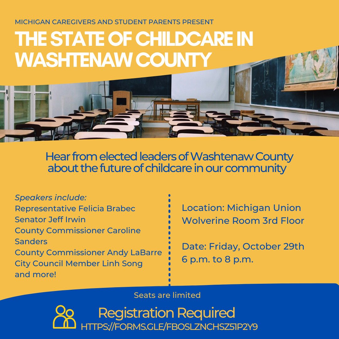 MCaSP3's tweet photo. Have questions you want answered about #Childcare in #WashtenawCounty? 
Join us for a conversation about the future of childcare for our community

October 29th, 6 pm, RSVP or submit a question here:  
https://t.co/EO3uRMty72 https://t.co/DVrBsiV7mH