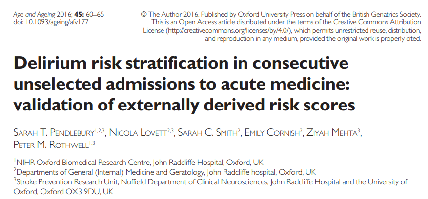 A_MacLullich's tweet photo. ❓ Does anyone use #delirium prediction models in clinical practice? Eg.  E-PRE-DELIRIC/?

❓ Or are they more a research tool?

 💎 If you do use them in practice - can you describe how? https://t.co/A89RpjuPPN