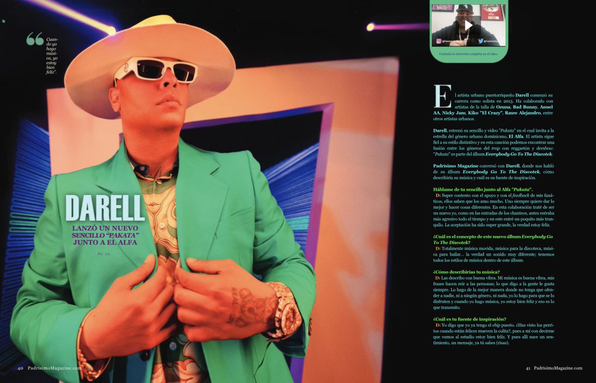 PadrisimoMag's tweet photo. No te pierdas la entrevista con @Darell_RG4L en: https://t.co/CBfNHu4Jeq  

#EverybodyGoToTheDiscotek #Pakata 

Edición Oct/Nov. 2021 https://t.co/fJI87nZdKS