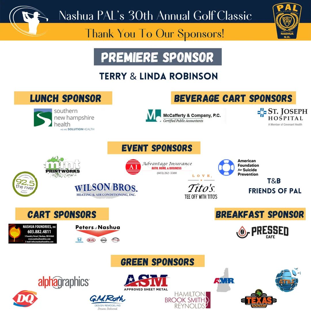 We are so grateful to our 30th Annual PAL Golf Classic sponsors and supporters! Please join us in thanking these awesome companies and individuals for their support of PAL youth, alongside a great group of Golfers, and tee sponsors ⛳️